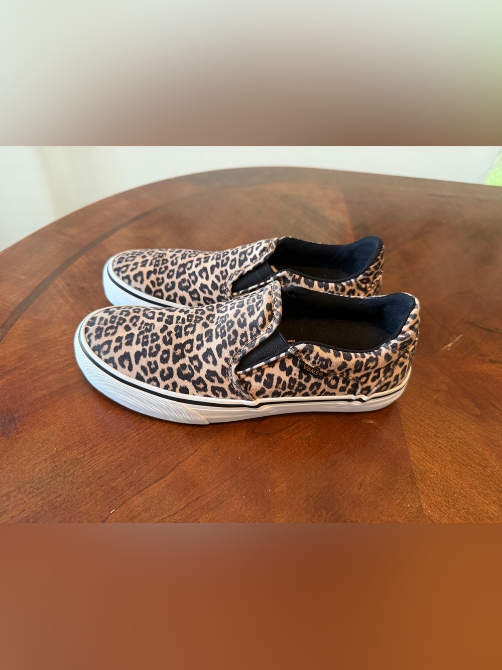Vans Leopard Print Slip-On Sneakers - Black & Tan
